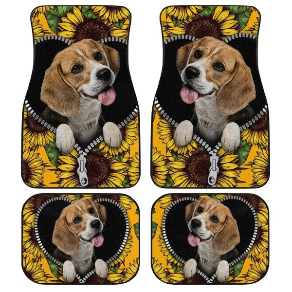 Lovely Sunflower Beagle Car Floor Mats Idea Car Accessories For Beagle Owners