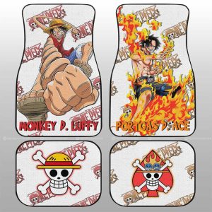 Luffy And Ace Car Floor Mats Custom One Piece Anime