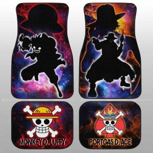 Luffy And Ace Car Floor Mats Custom One Piece Anime Silhouette Style