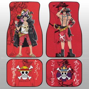 Luffy And Ace Car Floor Mats Custom One Piece Red Anime Car Accessories