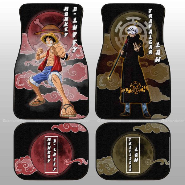 Luffy And Law Car Floor Mats Custom For One Piece Anime Fans