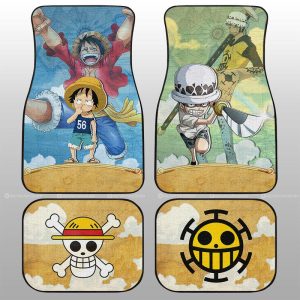 Luffy And Law Car Floor Mats Custom Map Car Accessories For Fans