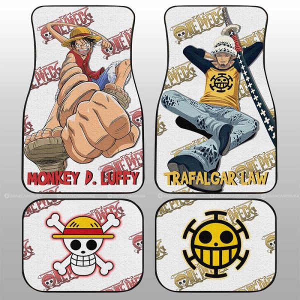 Luffy And Law Car Floor Mats Custom One Piece Anime