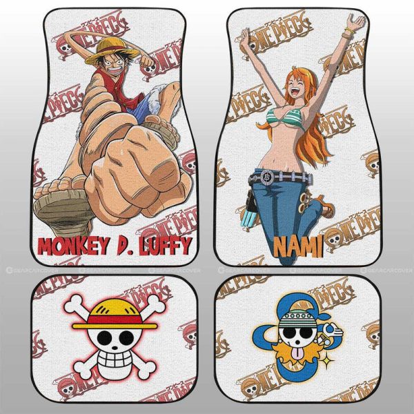 Luffy And Nami Car Floor Mats Custom One Piece Anime