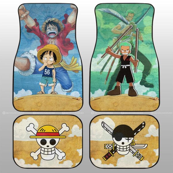 Luffy And Zoro Car Floor Mats Custom Map Car Accessories For Fans