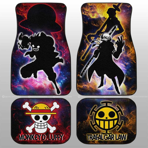 Monkey D. Luffy And Law Car Floor Mats Custom One Piece Anime Silhouette Style