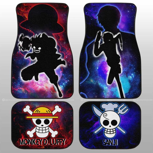 Monkey D. Luffy And Sanji Car Floor Mats Custom Silhouette Style