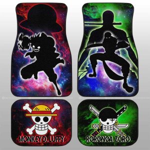 Monkey D. Luffy And Zoro Car Floor Mats Custom One Piece Anime Silhouette Style