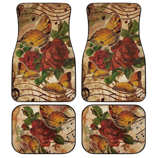 Music Note Butterfly Car Floor Mats Custom Red Rose Car Accessories