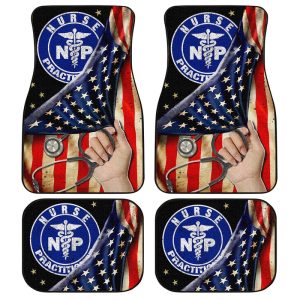 NP Nurse Car Floor Mats Custom American Flag Car Accessories Gift Idea For NP Nurse