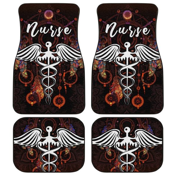 Nurse Car Floor Mats Custom Mandala Dreamcatcher Meaningful For Nurse Car Accessories