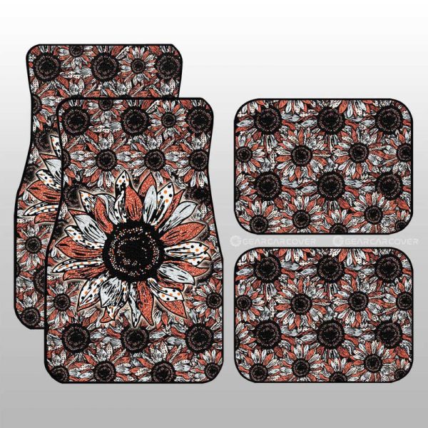 Orange Sunflower Car Floor Mats Custom Car Decoration