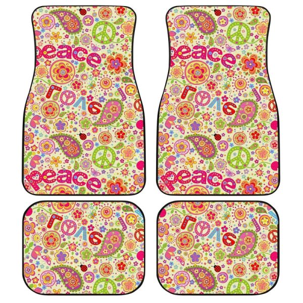 Peace Car Floor Mats Custom Lovely Flower Peace Accessories For Car