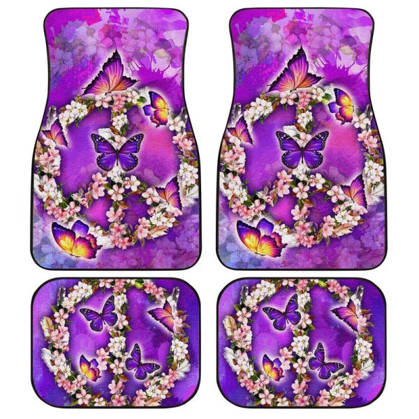 Peace Sign Car Floor Mats Custom Flower Butterfly Car Accessories