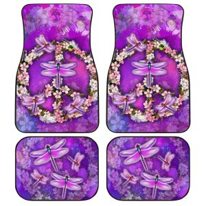 Peace Sign Car Floor Mats Custom Flower Dragonfly Car Accessories