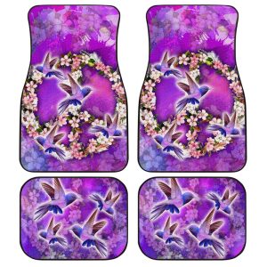 Peace Sign Car Floor Mats Custom Flower Hummingbirds Car Accessories