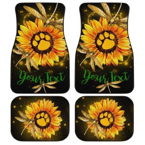 Personalized Dragonfly Car Floor Mats Custom Sunflower Dog Paw Car Accessories