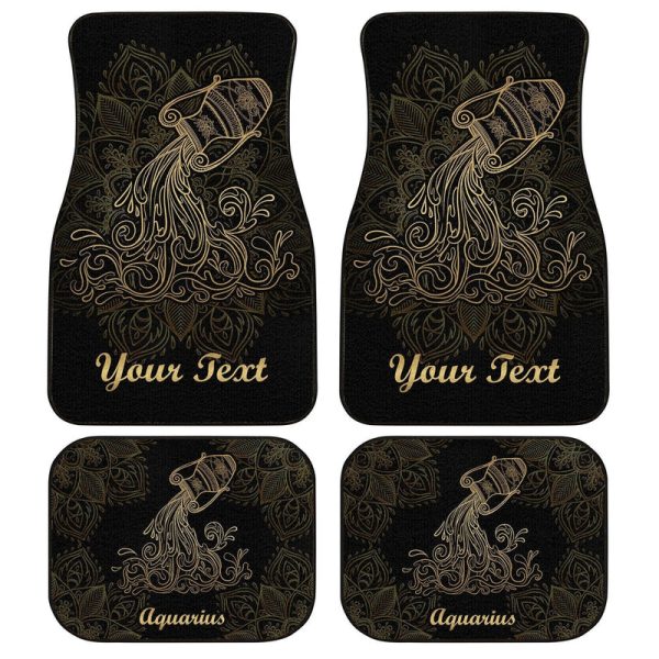 Personalized Name Aquarius Car Floor Mats Custom Zodiac Sign Aquarius Car Accessories