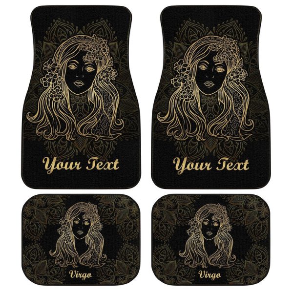 Personalized Name Virgo Car Floor Mats Custom Zodiac Sign Virgo Car Accessories