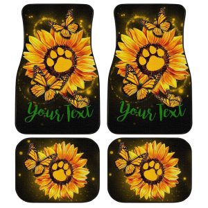 Personalized Sunflower Car Floor Mats Custom Dog Paw Car Accessories