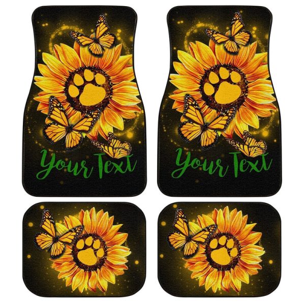 Personalized Sunflower Car Floor Mats Custom Dog Paw Car Accessories