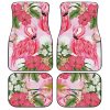 Pink Flamingo Car Floor Mats Custom Hibiscus Flower Car Interior Accessories