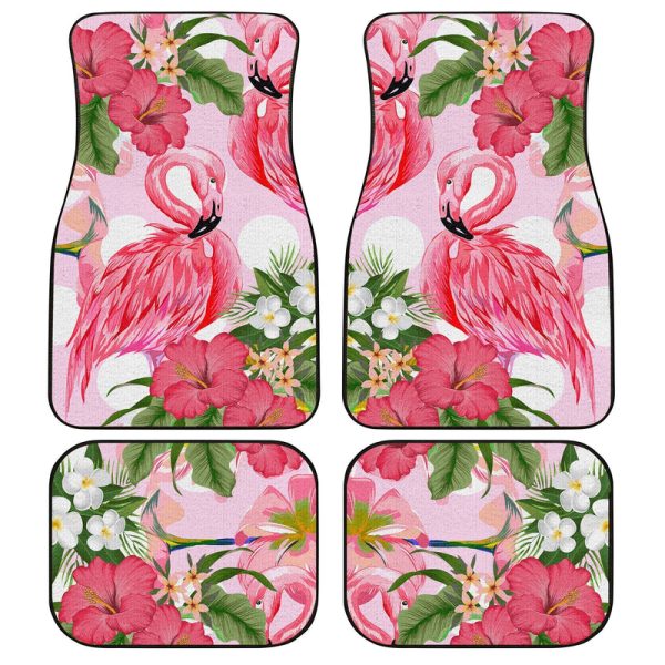 Pink Flamingo Car Floor Mats Custom Hibiscus Flower Car Interior Accessories