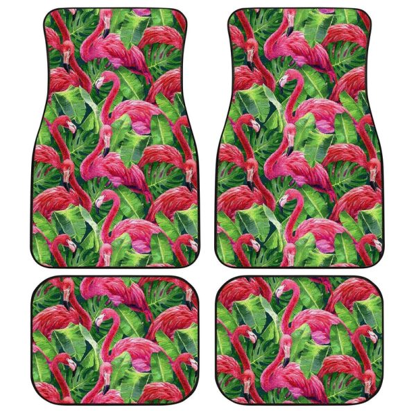 Pink Flamingo Car Floor Mats Custom Tropical Flamingo Car Accessories