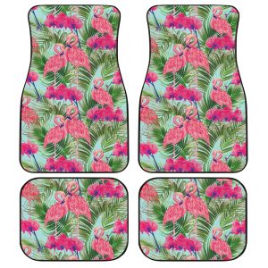 Pink Flamingo Car Floor Mats Custom Tropical Leaf Car Accessories