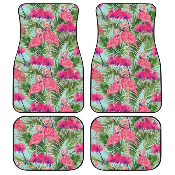 Pink Flamingo Car Floor Mats Custom Tropical Leaf Car Accessories