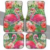 Pink Flamingo Car Floor Mats Custom Tropical Leaves Hibiscus Flower Car Interior Accessories