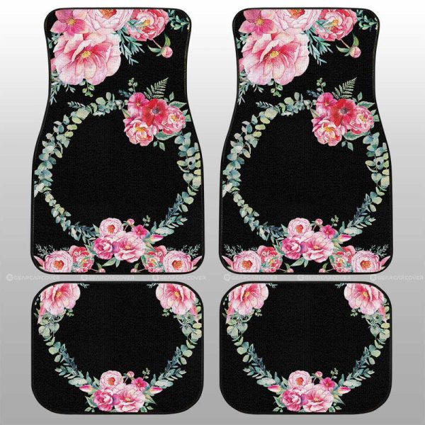 Pink Flowers Car Floor Mats Custom Personalized Name Car Accessories