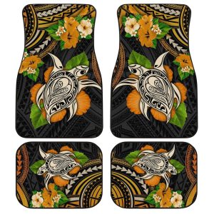 Polynesian Turtle Car Floor Mats Custom Hibiscus Flower Car Accessories