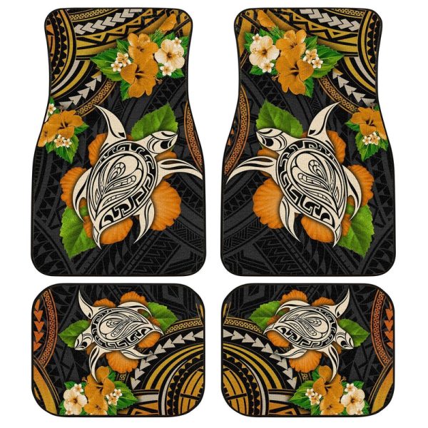 Polynesian Turtle Car Floor Mats Custom Hibiscus Flower Car Accessories