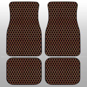 Red Pattern Car Floor Mats Custom Honeycomb Background Car Accessories