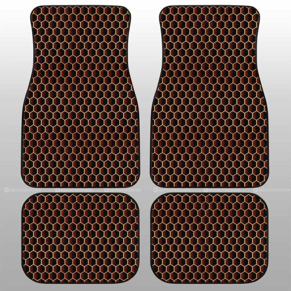 Red Pattern Car Floor Mats Custom Honeycomb Background Car Accessories