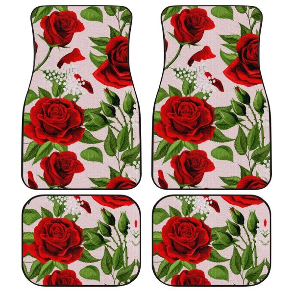 Red Rose Car Floor Mats Custom Flower Car Accessories