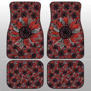 Red and Black Glitter Polka Dot Sunflower Car Floor Mats Custom