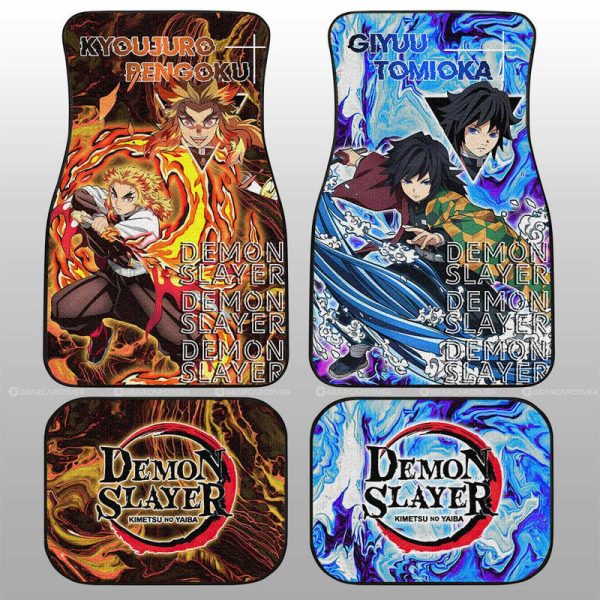 Rengoku And Giyu Car Floor Mats Custom Demon Slayer Anime Car Accessories