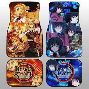 Rengoku And Giyuu Car Floor Mats Custom Demon Slayer Anime