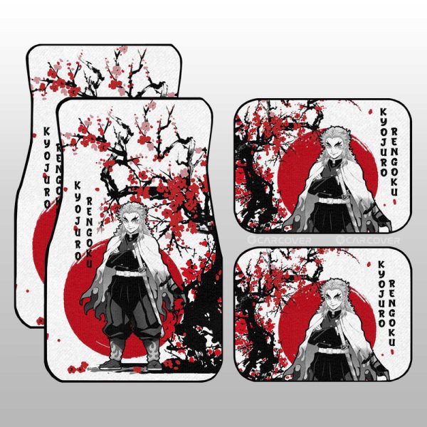 Rengoku Car Floor Mats Custom Japan Style Anime Demon Slayer Car Interior Accessories