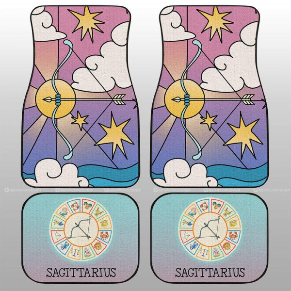 Sagittarius Colorful Car Floor Mats Custom Zodiac Car Accessories