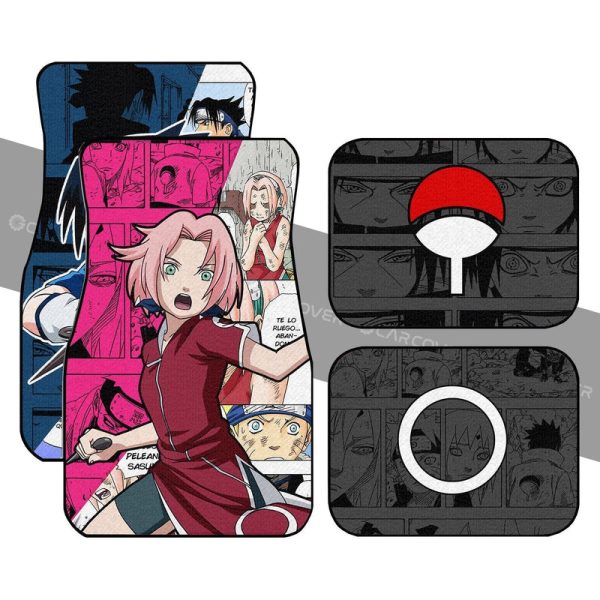 Sasuke And Sakura Car Floor Mats Custom Anime Mix Manga Car Interior Accessories