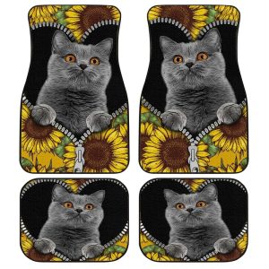 Sunflower British Short Hair Cat Car Floor Mats Custom Cat Car Accessories