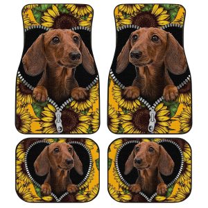 Sunflower Brown Dachshund Car Floor Mats Idea Car Accessories For Dachshund Owners