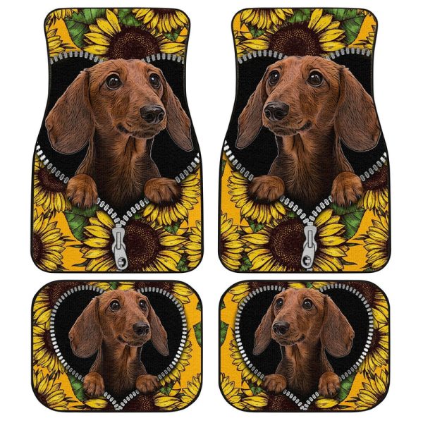 Sunflower Brown Dachshund Car Floor Mats Idea Car Accessories For Dachshund Owners