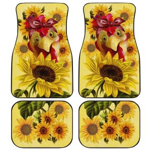 Sunflower Chicken Car Floor Mats Custom Farm Animal Car Accessories