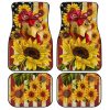 Sunflower Chicken Car Floor Mats Custom US Flag Farm Animal Car Accessories