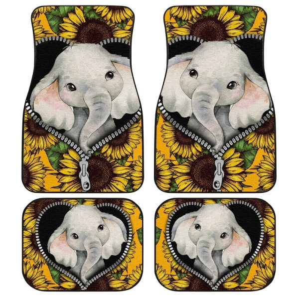 Sunflower Elephant Car Floor Mats Custom Cute Car Accessories