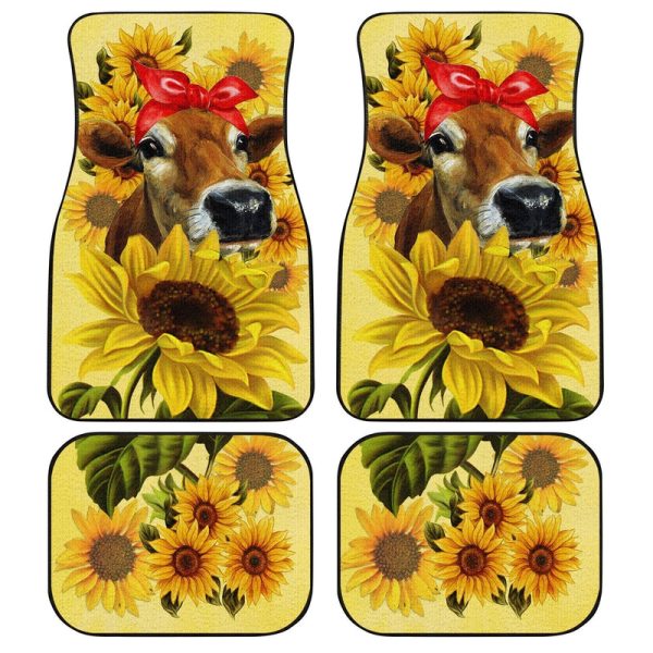 Sunflower Heifer Car Floor Mats Custom Animal Farm Car Accessories